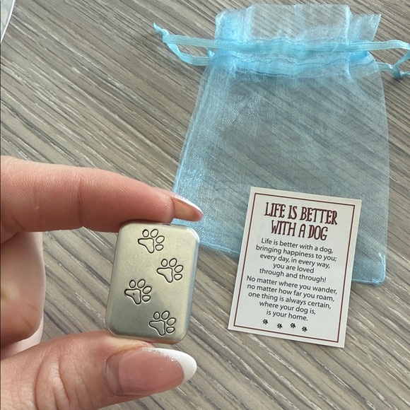 Crafty Dog Lady charm with Blue Organza Bag - Picture 2 of 3